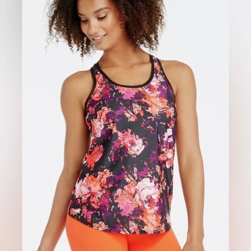 Fabletics Mosa Black Floral Tank Size S